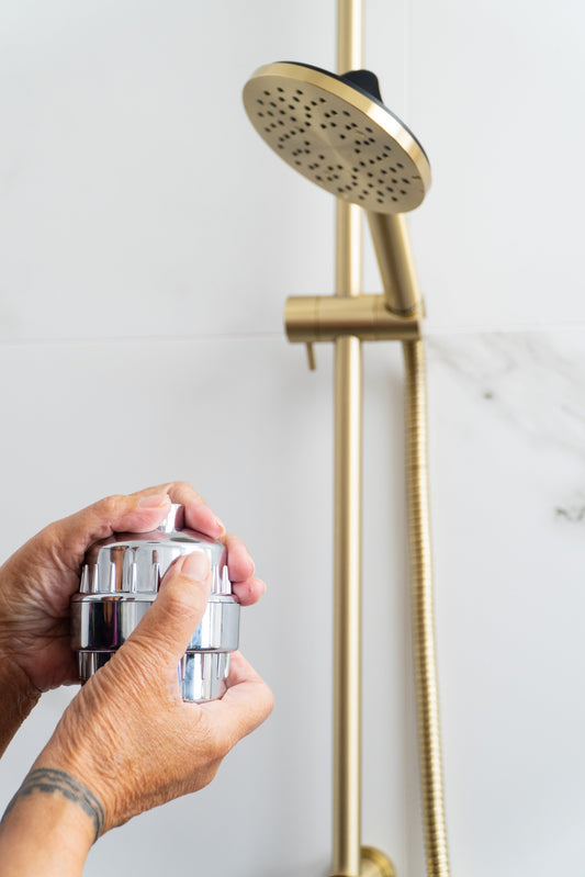 Carbon-based shower filters for odor-free water